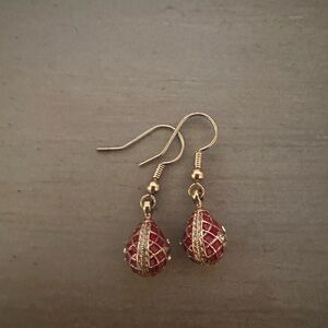 Elegant Gold and Red Dangle Earrings